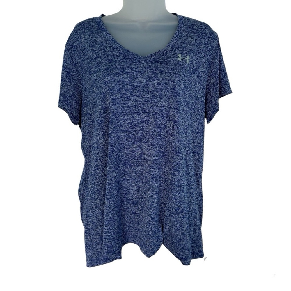Under Armor Blue V-Neck T-Shirt Tee XL Heatgear
